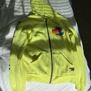 Aviator Nation Neon Yellow Zip Up Size Small